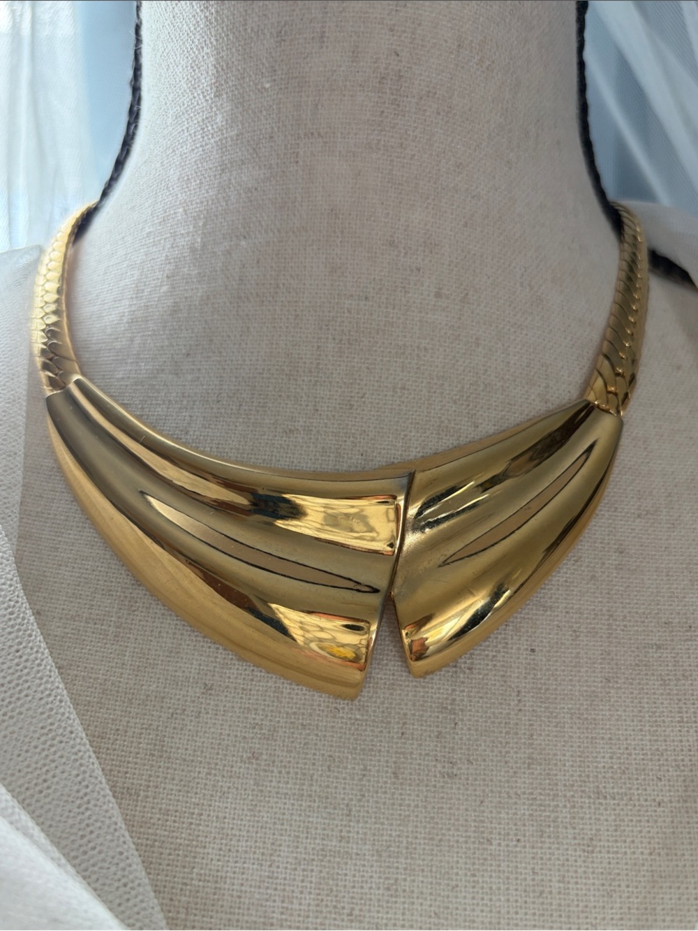 Gold Sculptural Modernist Collar Necklace - Women's Jewelry